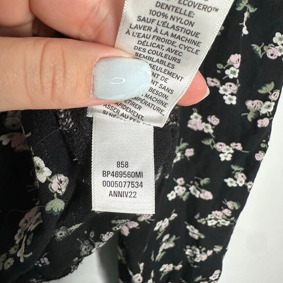 BP. Women’s Lace Trim Long Sleeve‎ Crop Top In Black Kasey Ditsy Size Small - Picture 6 of 9